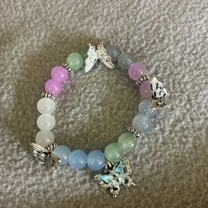 Butterfly Charm Pastel Beaded Bracelet